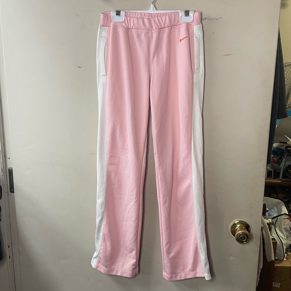 Nike girls size 14, pink & white, elastic waist, 2 pocket athletic pants